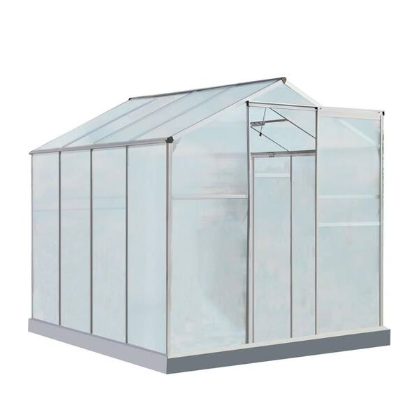 Zeus & Ruta 74.8 in. x 99.8 in. x 78.74 in. Greenhouse, Garden Planting Shed, Outdoor Flower Planter Warm House, Sliver