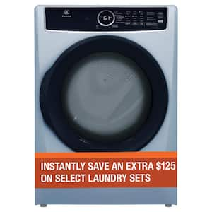 8 cu.ft. Electric Dryer vented Front Load Perfect Steam Dryer with Instant Refresh in Glacier Blue