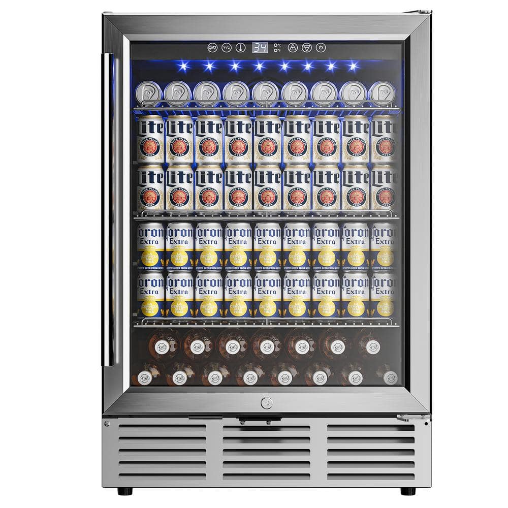 SIMZLIFE 24 in. Single Zone Beverage and Wine Cooler Glass Door