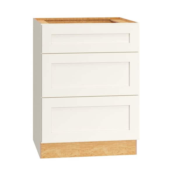 QuickShip Cottage 24 in. W x 21 in. D x 34.5 in. H Assembled Plywood Shaker Bath Drawer Base Cabinet in White