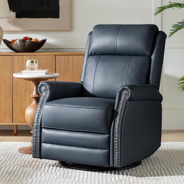 【kawais】 leather chair seat<garbon>_navy JAYDEN CREATION Felisa Navy Transitional Genuine Leather Recliner