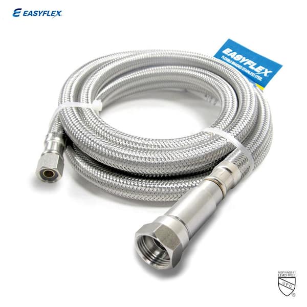 EasyFlex SafeFlow 1/4 in. C with EFV x 1/4 in. C 120 in. (10 ft.) Stainless Steel Braided Ice Maker Connector
