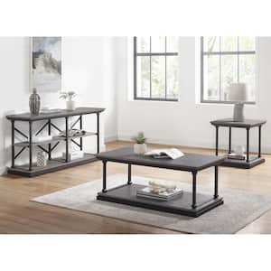 Blue River 47.25 in. Antique Gray and Black Rectangle Wooden Coffee Table