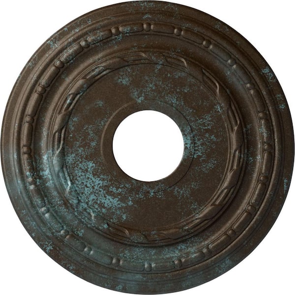 Ekena Millwork 1" x 15-3/8" x 15-3/8" Polyurethane Dublin Ceiling Medallion, Bronze Blue Patina