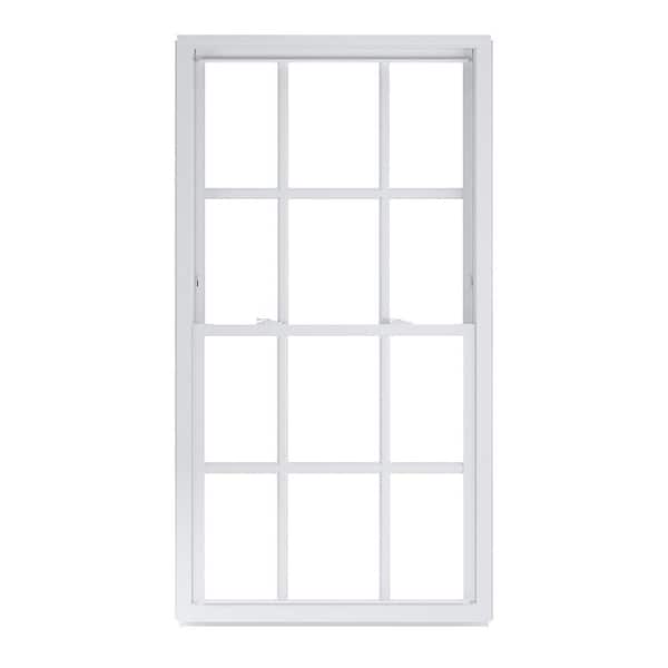 American Craftsman 35.75 in. x 65.25 in. 50 Series  White Double Hung Low-E Argon Glass Vinyl Replacement Window with Grids, Screen Incl