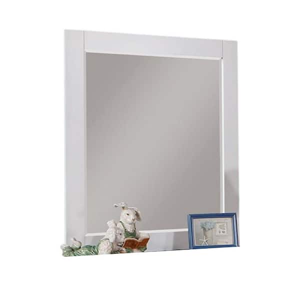 Akira White and Gray 32.25 in. W x 36 in. H Rectangle Wood Framed Mirror