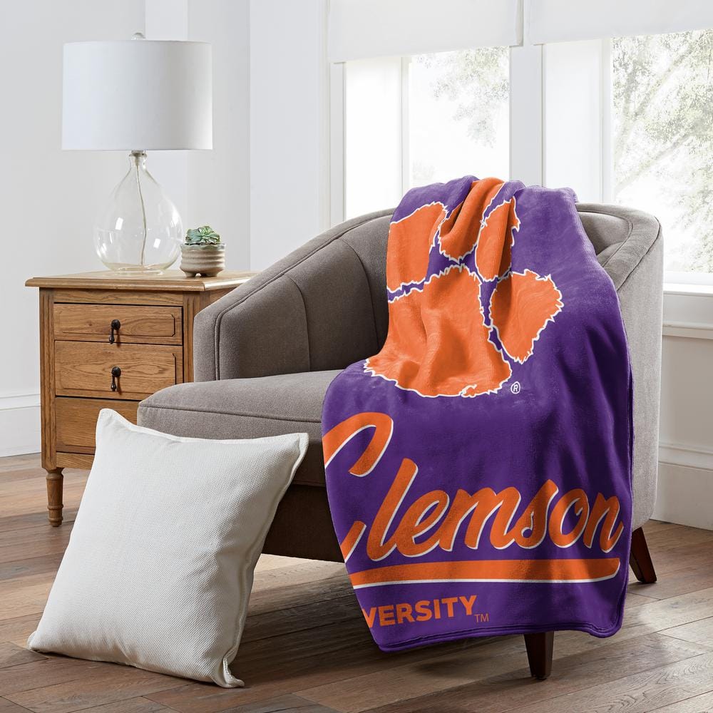 Clemson University Purple and Orange Fleece Throw Blanket
