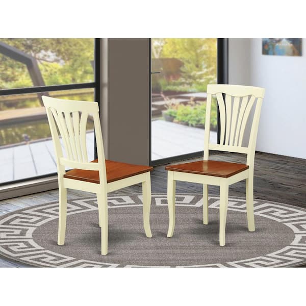 HOME IMPORTS EMPORIUM Buttermilk and Cherry Wooden Seat Slat Back Dining Chair (Set of 2)
