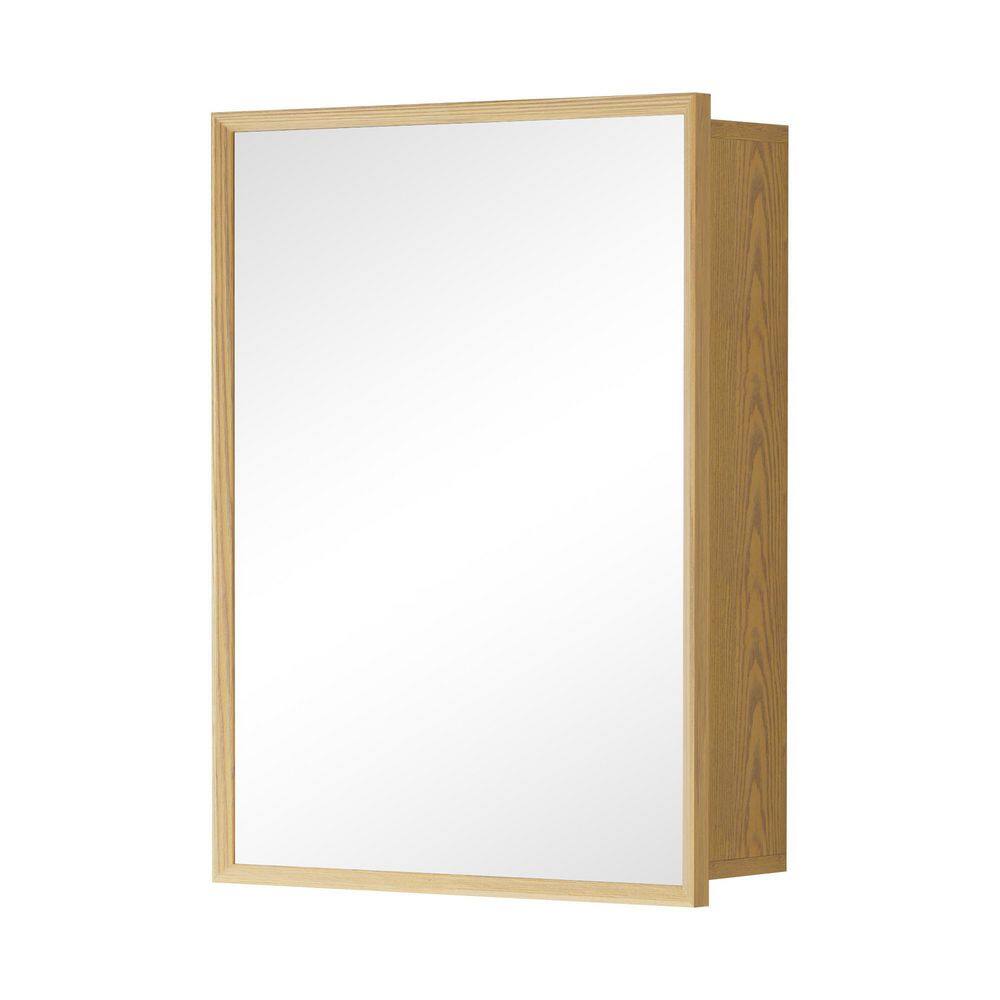 Alaya 16 in. W x 24 in. H Rectangular Wood Reversible Medicine Cabinet with Mirror, Adjustable Shelves, Oak price history on PriceWatchPro