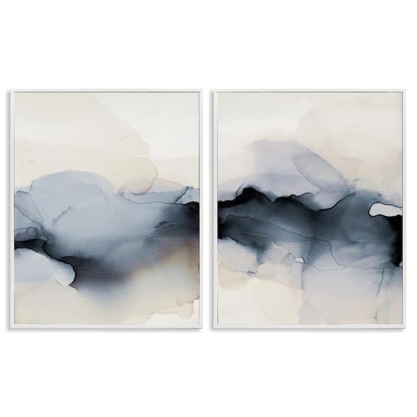 Mysterious Abstract Obscure Watercolor by Kippi Leonard 2 Piece White Framed Giclee Art Print Abstract 30 in. x 24 in.