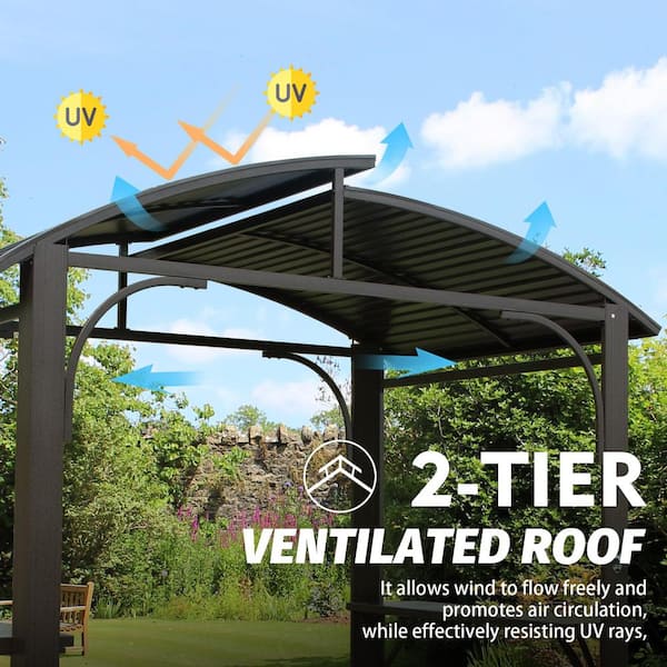 8 ft. x 5 ft. Outdoor BBQ Gazebo, Curved Roof Canopy Tent
