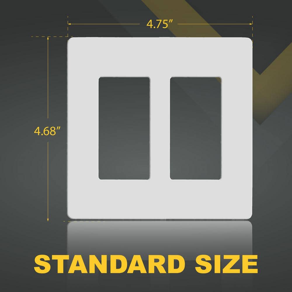 White Polycarbonate 2-Gang Screwless Wall Plate Cover