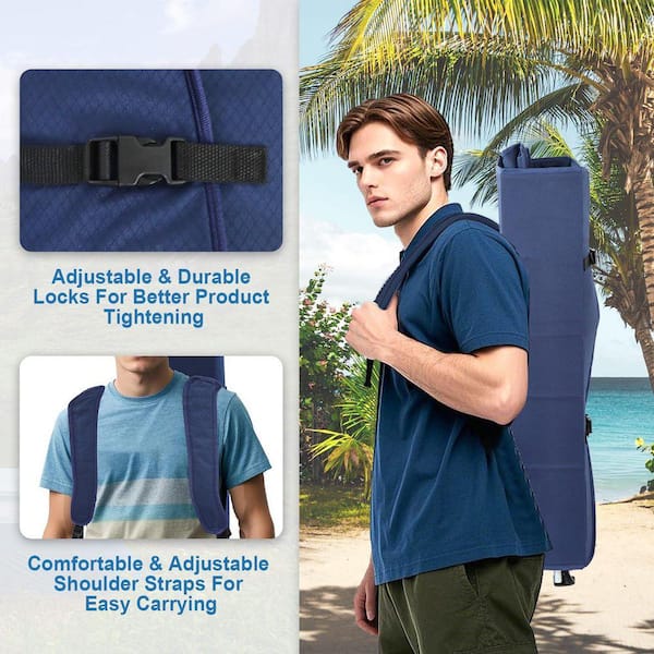 MOEPISY Blue Steel Folding Camping Chairs Lawn Beach Chairs with