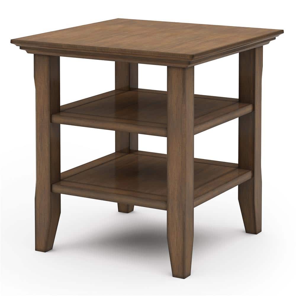 Acadian Rustic Natural Aged Brown Solid Wood Square End Table