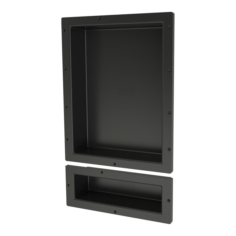 Black Double Recessed Plastic Shower Shelf, 16" x 26"