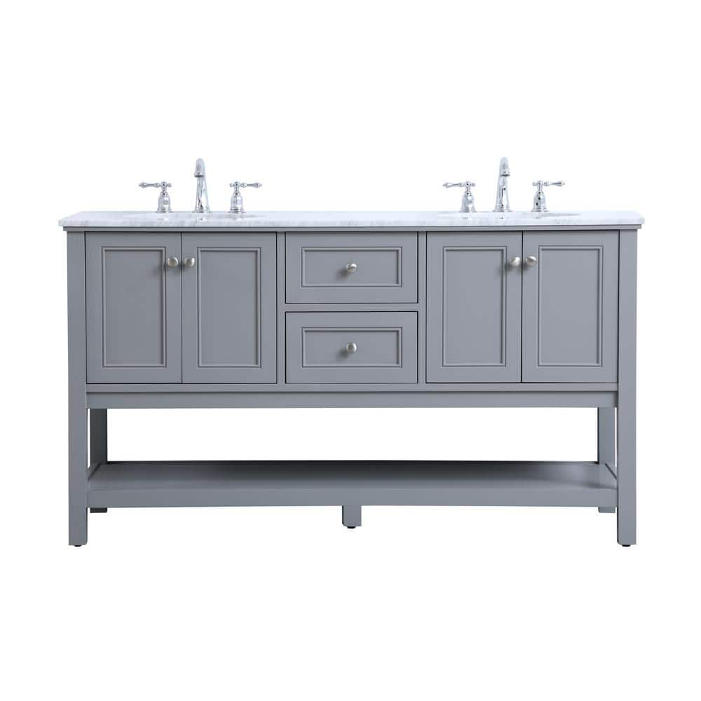 Simply Living 60 in. W x 22 in. D x 33.75 in. H Bath Vanity in Grey with Ca