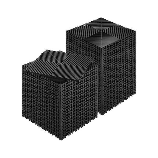 Interlocking Drainage Mat, 50 Pcs Drainage Mats, 12 in. x 12 in. Modular Interlocking Cushion Non-Slip Black PP Drainage