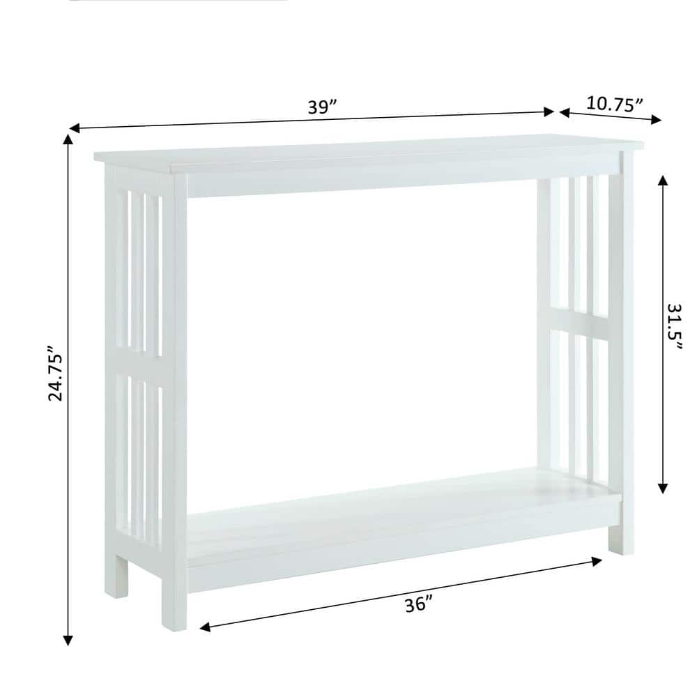 Sophisticated White Mission-Inspired Console Table with Birch Veneer