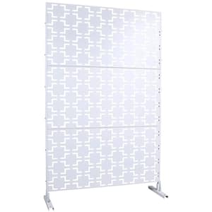 Anky 76 in. H x 48 in. W Steel Garden Fence, Metal Privacy Screens and Panels with Free Standing in White