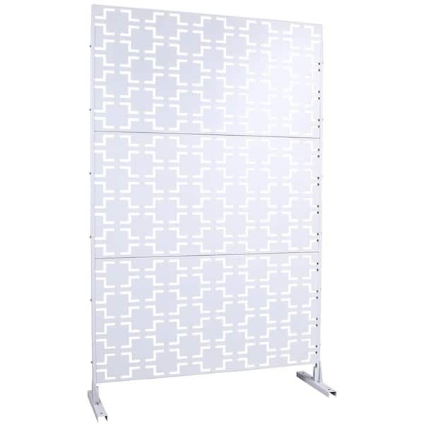 Miscool Anky 76 in. H x 48 in. W Steel Garden Fence, Metal Privacy Screens and Panels with Free Standing in White