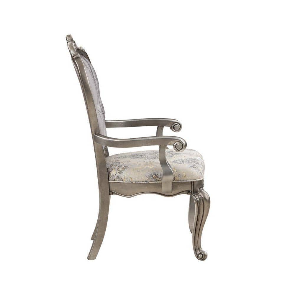 Aria Taupe Velvet and Wood Tufted Dining Armchair