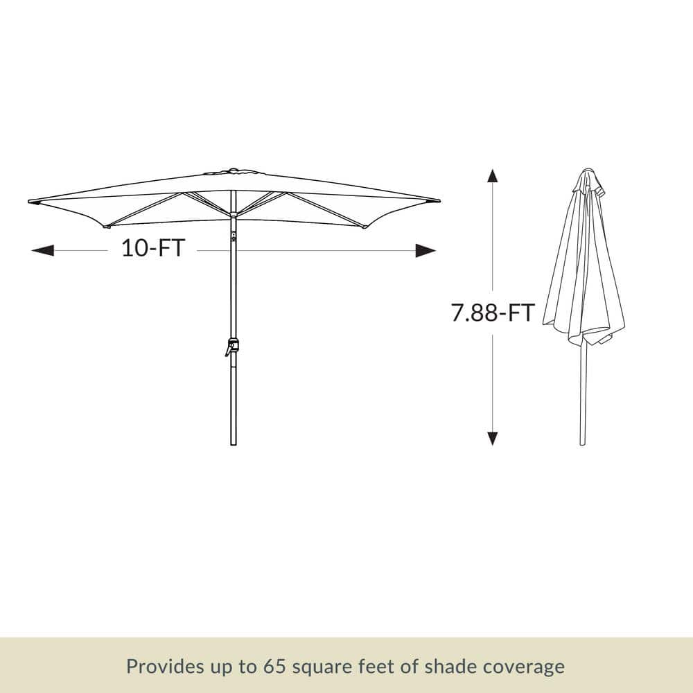 Bimini 10' Black Rectangular Market Umbrella with Steel Frame