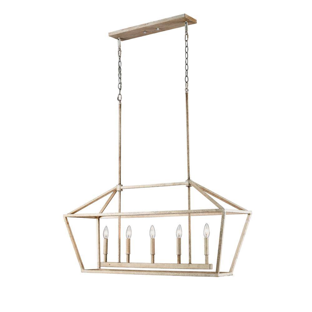 Vintage White 5-Light LED Taper Candle Chandelier
