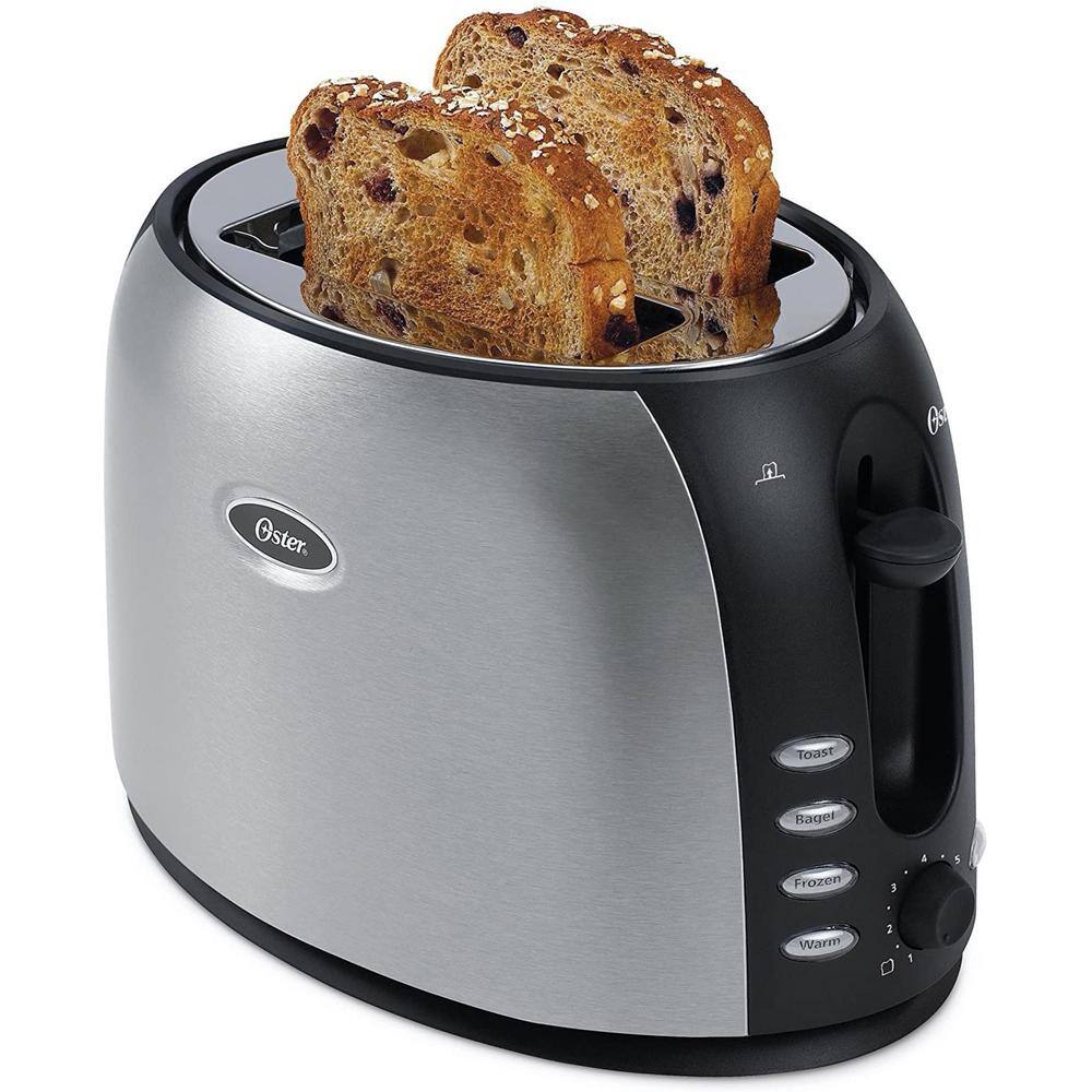 Black and Stainless Steel 2-Slice Wide Slot Toaster