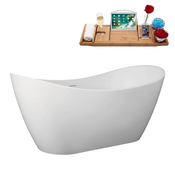 Alacant 67 in. Acrylic Flatbottom Double Slipper White Bathtub with Brushed Nickel Faucet & Overflow and Drain Alacant 67 in. Acrylic Flatbottom Double Slipper White Bathtub with Brushed Nickel Faucet & Overflow and Drain