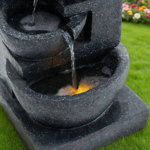 Noble House Matheus 29 in. Terrazzo Style Resin Cascade Waterfall