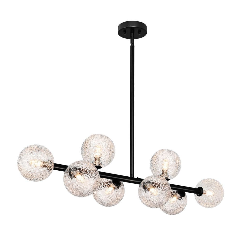 8-Light 37.40″ Modern Black/Clear Diamond Sputnik Chandelier Glass Chandelier for Dining Room with no bulbs included price history on PriceWatchPro