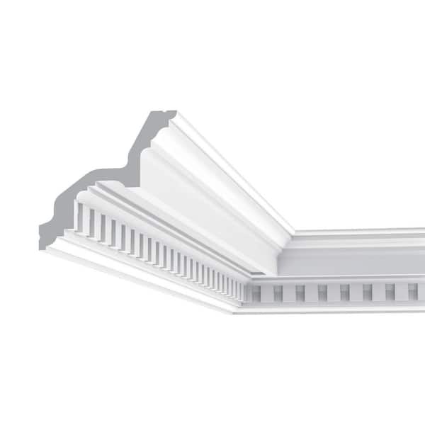 ORAC DECOR 4-3/8 in. x 4-5/8 in. x 78-3/4 in. Dentil Primed White High Density Polyurethane Crown Moulding (9-Pack)
