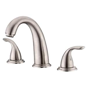 Traditional Double Handle Tub Deck Mount Roman Tub Faucet with Corrosion Resistant in Brushed Nickel