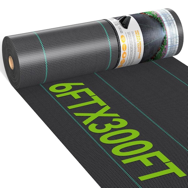 6 ft. x 300 ft. Weed Block Cover Mat Woven Geotextile Fabric for Underlayment Gardening Ground 1-Pack