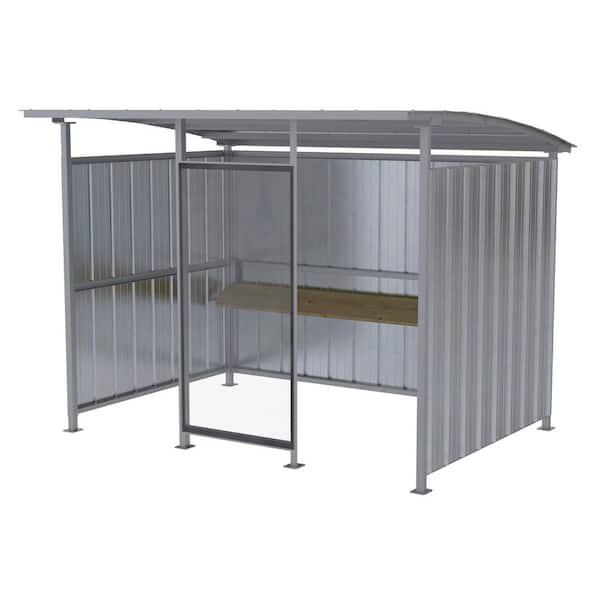 Vestil 95-1/2 in. x 120 in. x 90-1/16 in. Galvanized Multi-Duty Smokers Shelter in Silver