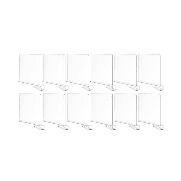 12 in. H Clear Shelf Dividers 12-Pieces Organizer for Closet Utensils Clothes Handbags Adjustable Shelf for Organization