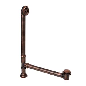 1-1/2 in. O.D. Adjustable Solid Brass Soft Touch Pop-Up Bathtub Drain with Overflow Kit in Antique Copper