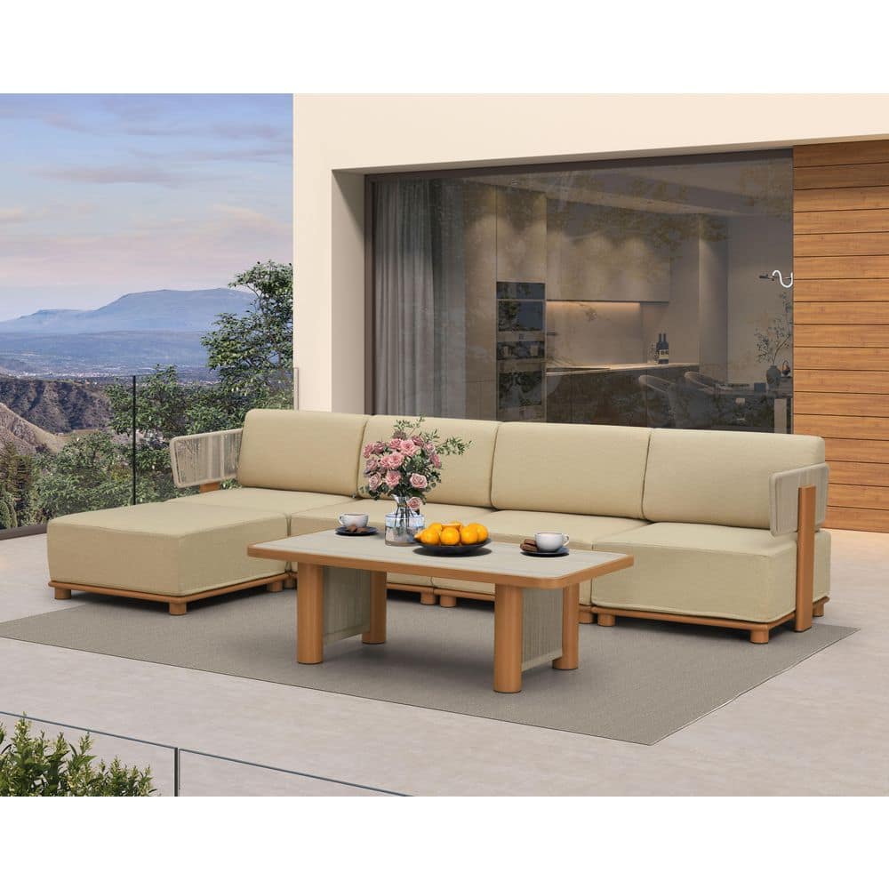 6 Pieces Patio Conversation Set with Daybed and Ottoman Outdoor Couch Sectional Set with Cushions L-Shaped price history on PriceWatchPro