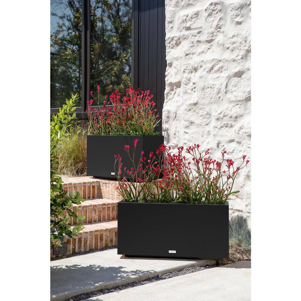 Veradek Black Rectangular Plastic Planter Box 32"