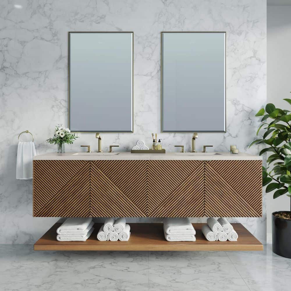 Marcello 72.0 in. Double Bath Vanity in Chestnut with Siberian Quartz Top price history on PriceWatchPro