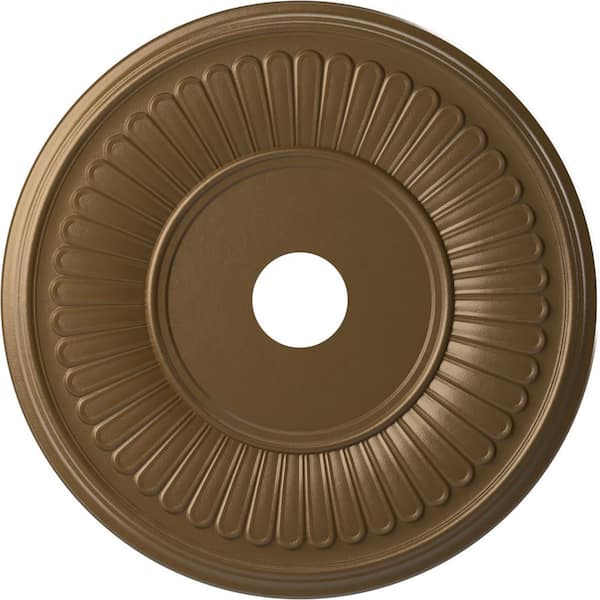 Ekena Millwork 1 in. x 22 in. O.D. x 3-1/2 in. P Berkshire Thermoformed PVC Ceiling Medallion Metallic Champagne Bronze