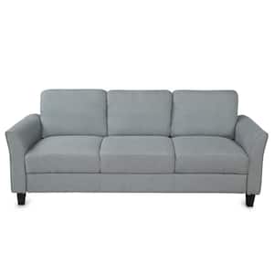 Living Room 29.00 in. Width Slope Arm Linen Upholstery Straight Shape Single Armrest 3-Seat Sofa In Dark Gray