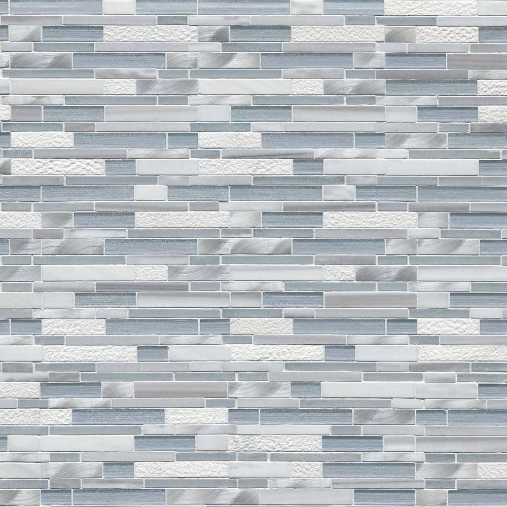 Harlow 12'' x 12'' Gray and White Glass Stone Mosaic Tile