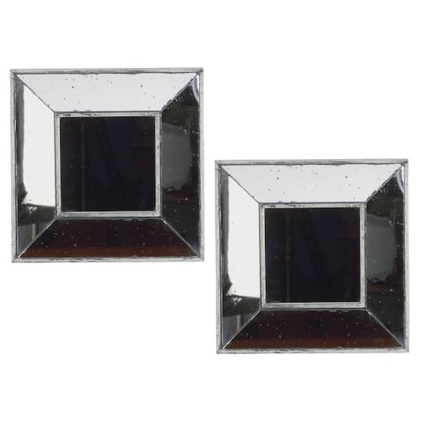 TRIPAR INTERNATIONAL, INC. 12 in. x 12 in. Classic Square Framed Silver Wall Accent Mirror (Set of 2)