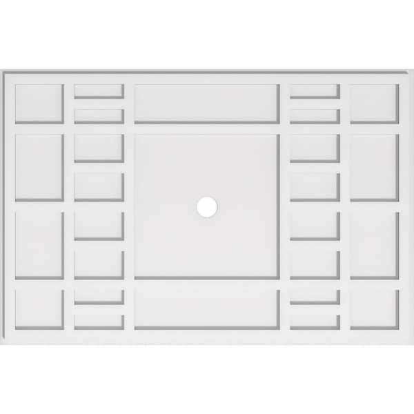 Ekena Millwork 40 in. W x 26-5/8 in. H x 2 in. ID x 1 in. P Beaux Architectural Grade PVC Contemporary Ceiling Medallion