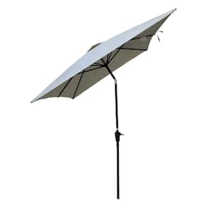 Outdoor 9 ft. W x 6 ft. D Market Push Button Tilt Patio Umbrella in Light Gray