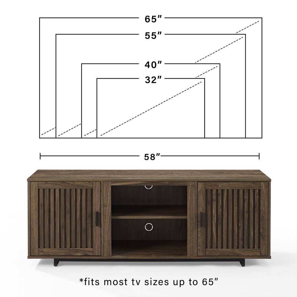 Silas 64" Black Mid-Century Modern TV Stand with Cabinet