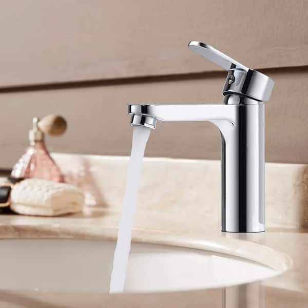 Modern Luxurious Single Handle Single Hole Bathroom Sink Faucet Bathroom Faucet with Handle in Chrome