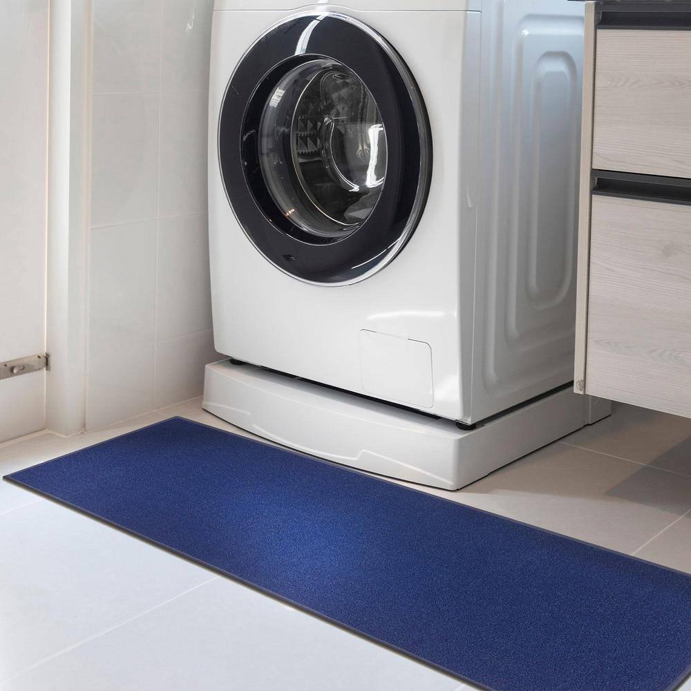 Navy Non-Slip Washable Synthetic Runner Rug 20" x 59"