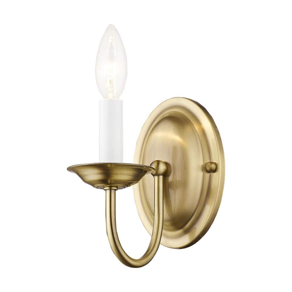 Home Basics Antique Brass Traditional Wall Sconce - 7" Height